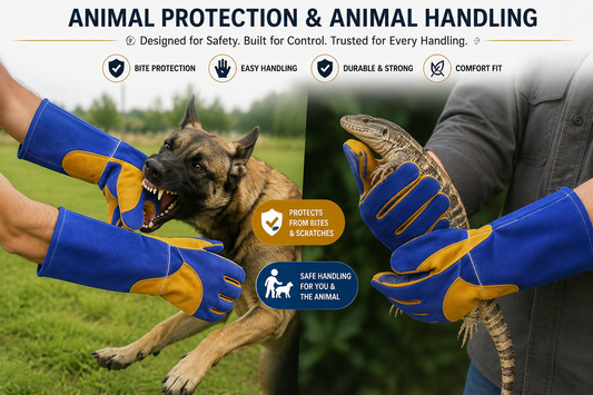 Leather Animal Handling Gloves for Dog and Reptile Handling