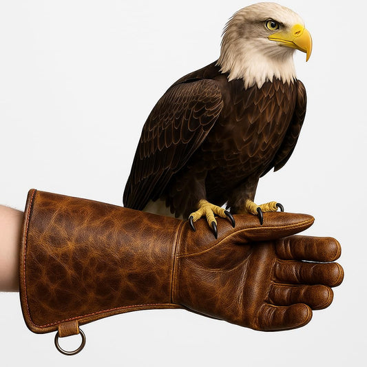 This leather animal handling gloves providing bite protection while safely handling a dog and reptile, designed for durable and secure animal handling.