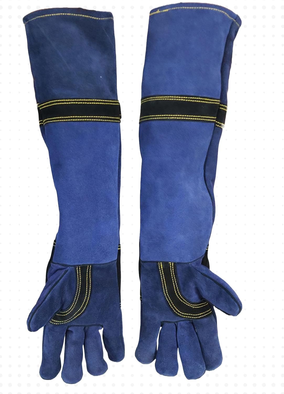 HANMECH blue long leather animal handling gloves for bite and scratch protection