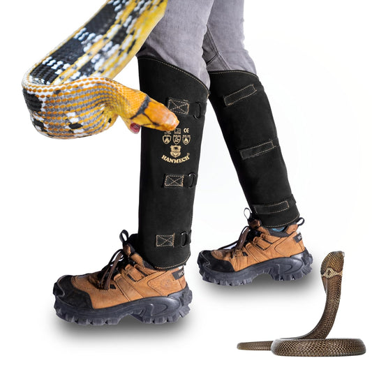 HANMECH leather snake bite protection gaiters for lower leg safety