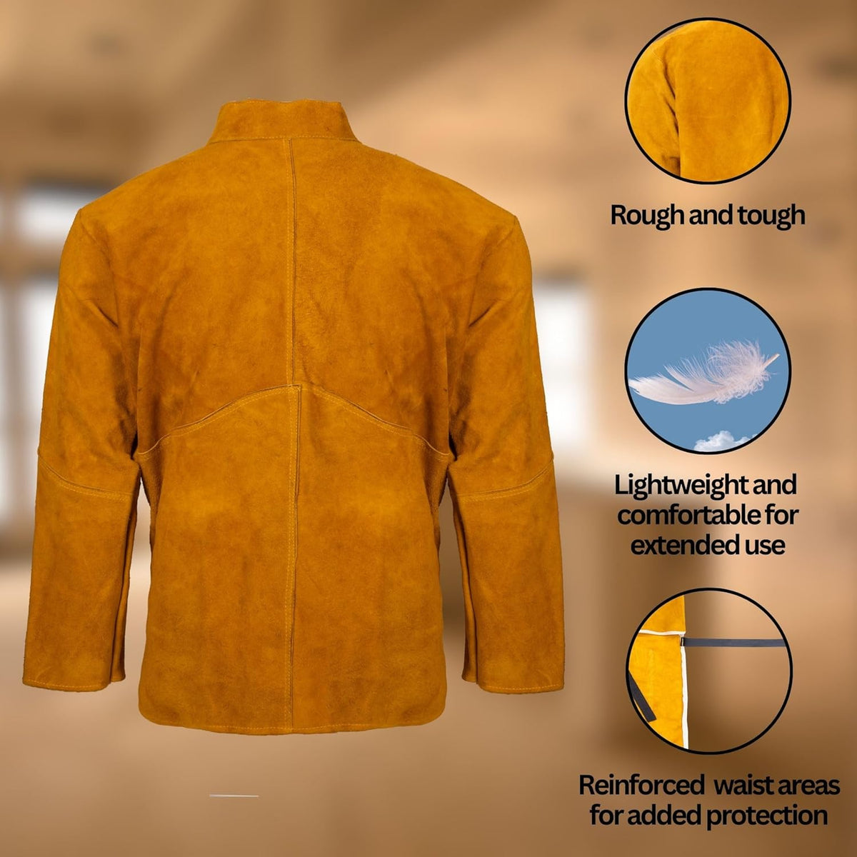 Leather Welding Jacket for Heavy-Duty Protection | Flame-Resistant Safety Gear for Welders | Heat-Resistant Leather Welding Suit for Metalwork & Industrial Jobs