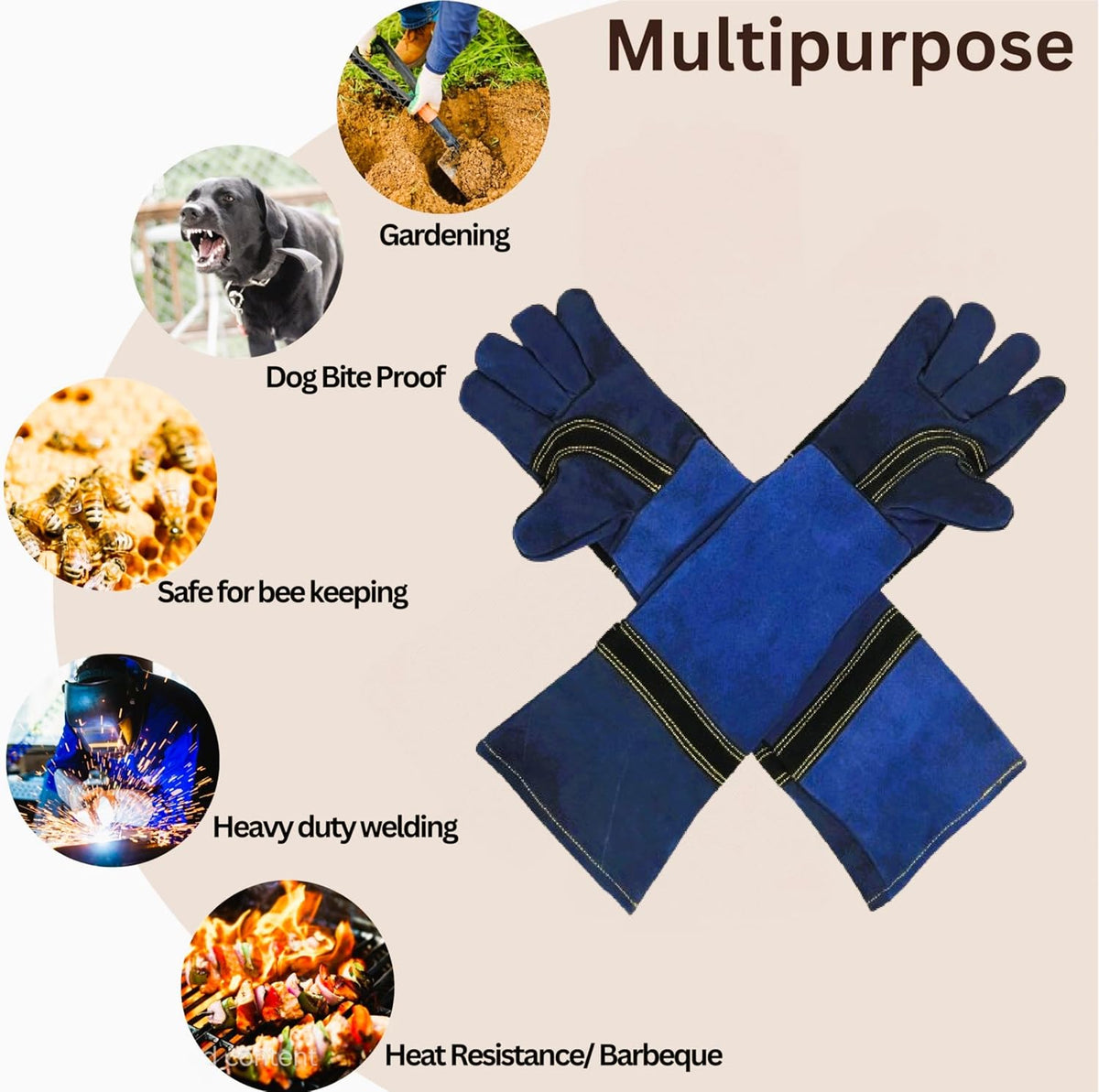 HANMECH multipurpose leather safety gloves for animal handling and protective use