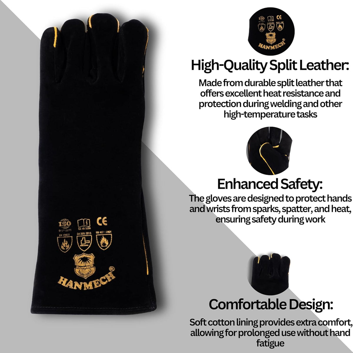 Heat-Resistant Heavy-Duty Industrial Leather Safety Gloves – MIG & Arc Protection