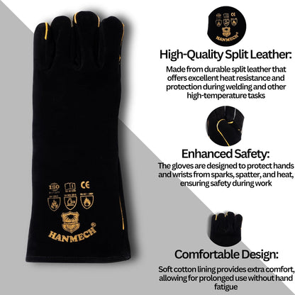 Heat-Resistant Heavy-Duty Industrial Leather Safety Gloves – MIG & Arc Protection