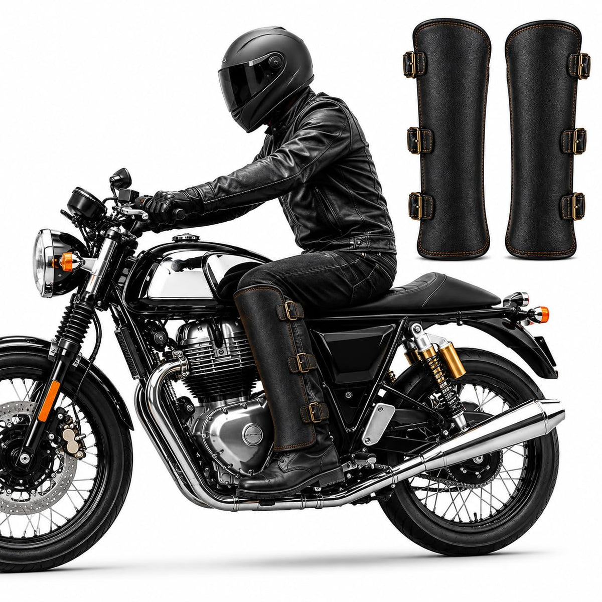 Motorcycle Heat Shield Leg Guard, Premium Leather, Motorcycle leg Protector Mud Guard