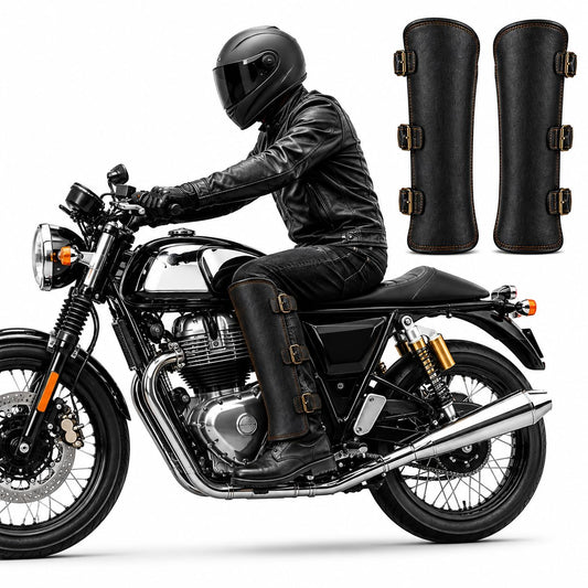 Motorcycle Heat Shield Leg Guard, Premium Leather, Motorcycle leg Protector Mud Guard