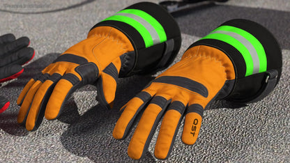 This leather animal handling gloves providing bite protection while safely handling a dog and reptile, designed for durable and secure animal handling.