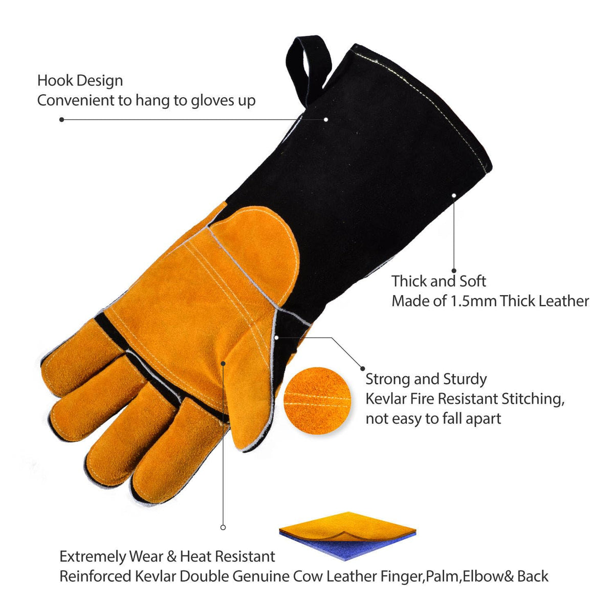 Leather Bite Resistant Gloves for Dog, Reptile and Pet Handling