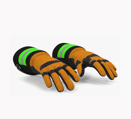 This leather animal handling gloves providing bite protection while safely handling a dog and reptile, designed for durable and secure animal handling.