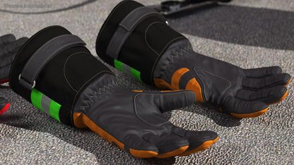 This leather animal handling gloves providing bite protection while safely handling a dog and reptile, designed for durable and secure animal handling.